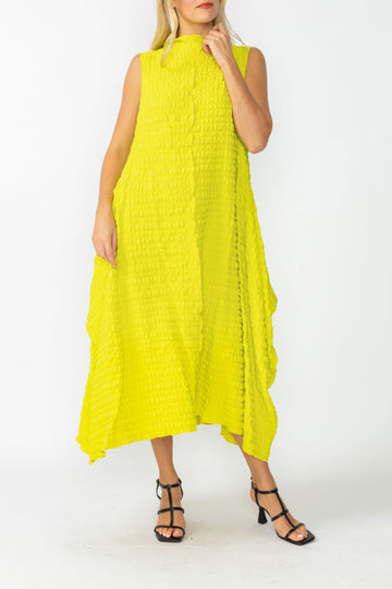 Acid Sleeveless High Neck Textured Dress